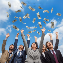 Investment money in the air